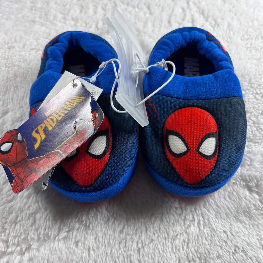 Kids Marvel Spider Man‎ Slippers Blue Size S 5/6 Light Up Footwear New With Tags